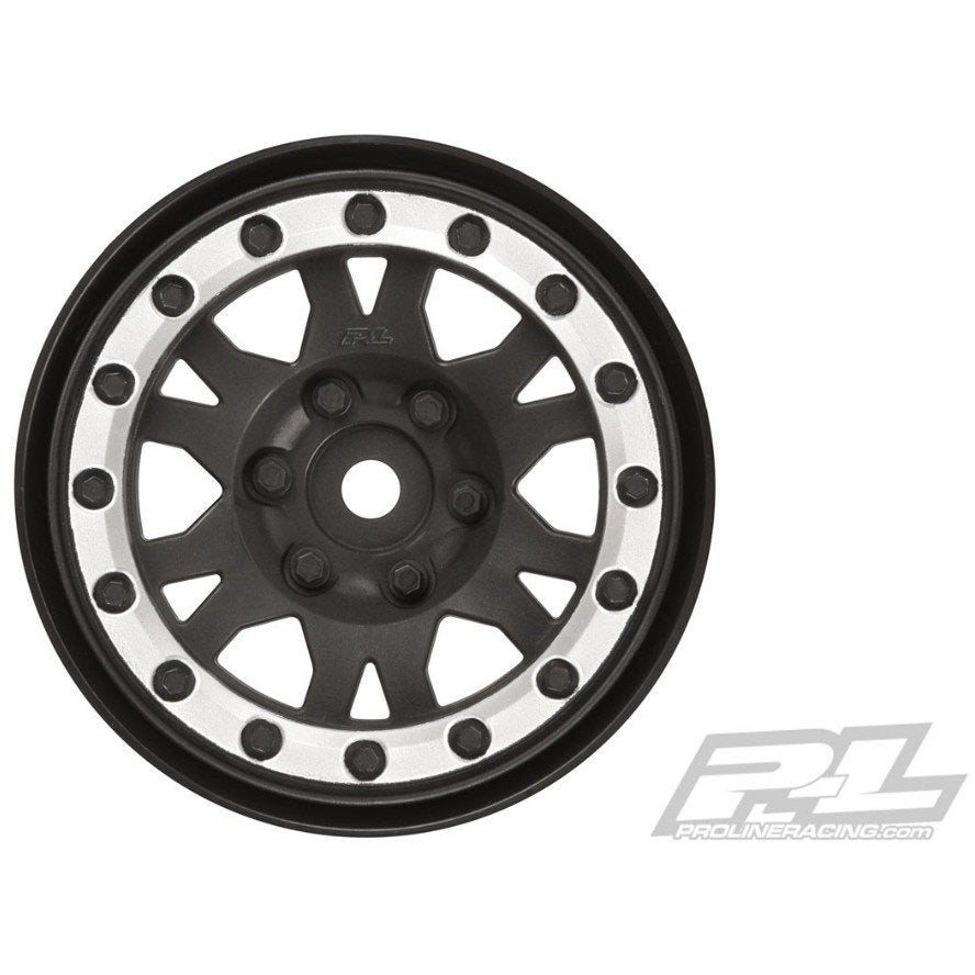 PRO2769-13 Pro-Line Impulse 1.9" Black/Silver Plastic Internal Bead-Loc Wheels for Rock Crawlers Front or Rear