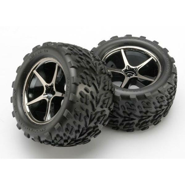 TRA7174A Traxxas Pre-Mounted Talon Tires w/Gemini Wheels (Black Chrome) (2)