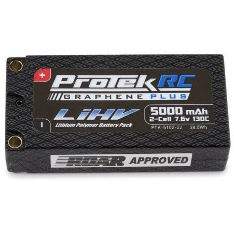 PTK-5102-22 2S 130C Low IR Si-Graphene + HV Shorty LiPo Battery (7.6V/5000mAh) w/5mm Connectors (ROAR Approved)