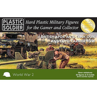 15mm 6 PDR And Loyd Carrier 4 Guns & Carriers 32 Figs by Plastic Soldier