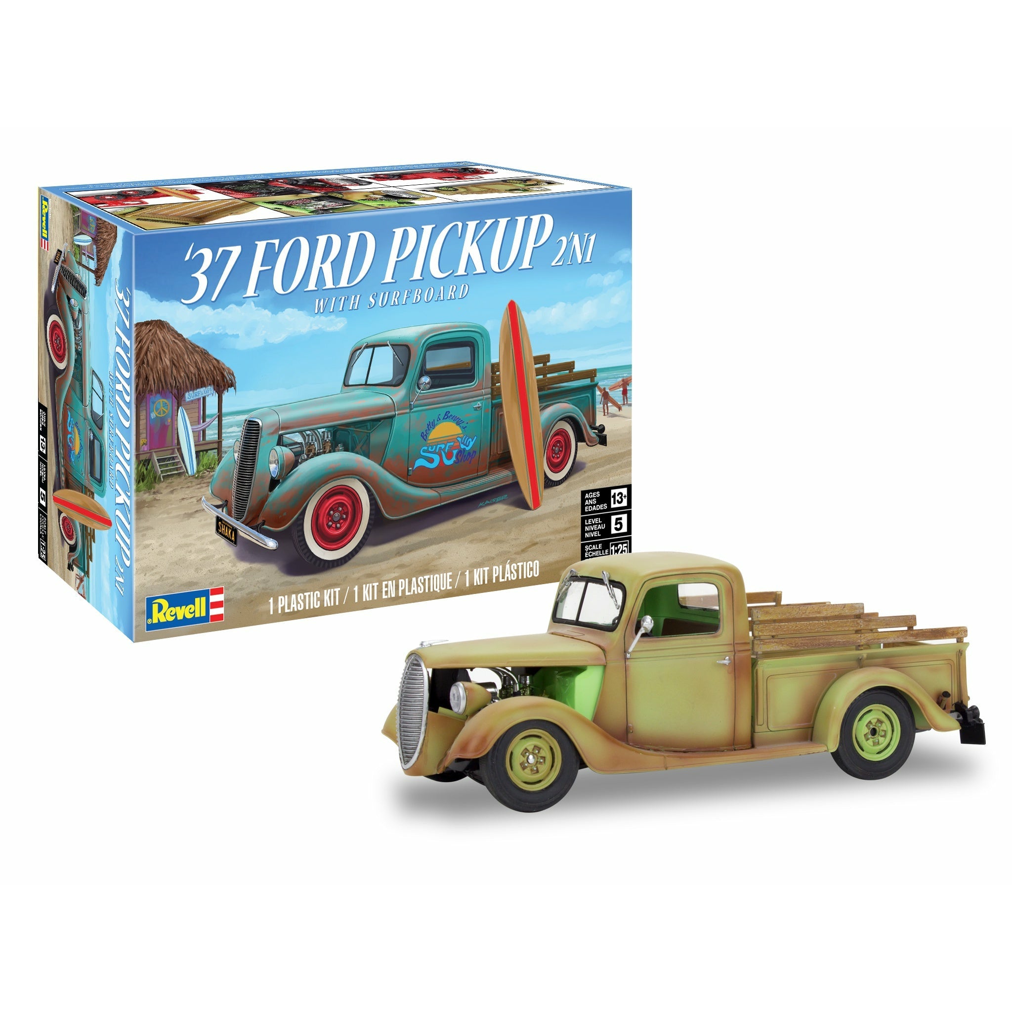 1937 Ford Pickup 2in1 w/Surfboard 1/25 #4516 by Revell