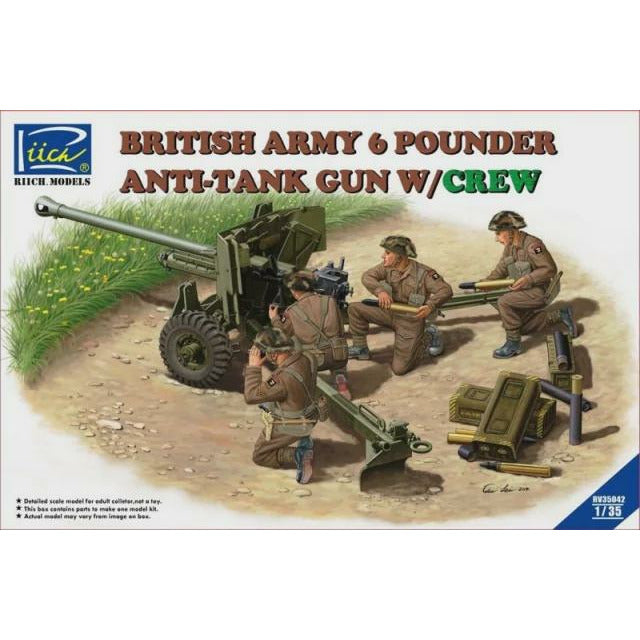 British Army 6 Pounder Anti-Tank Gun w/ Crew 1/35 #RV35042 by Riich Models