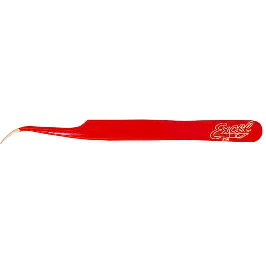 Excel 4.5" Slant Pointed Tweezer Red