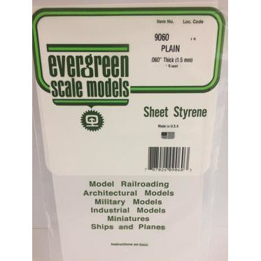 Styrene Sheets: Plain #9060 1 pack 0.060" (1.5mm) x 6" x 12" by Evergreen