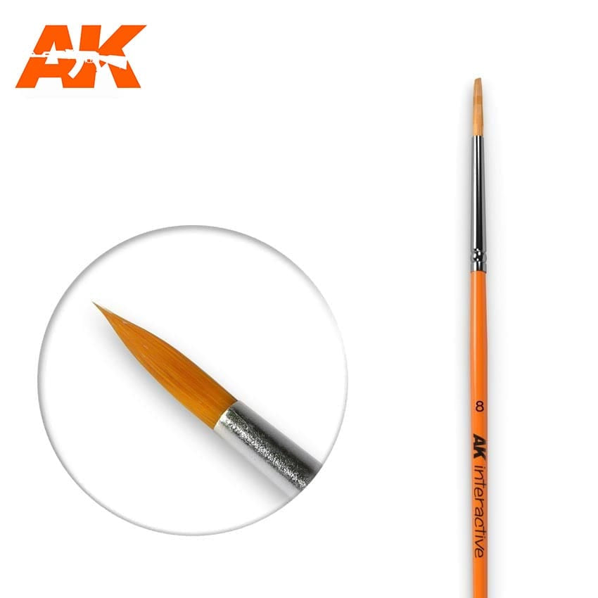 AK Interactive Round Brush 8 (Synthetic) #AK-607