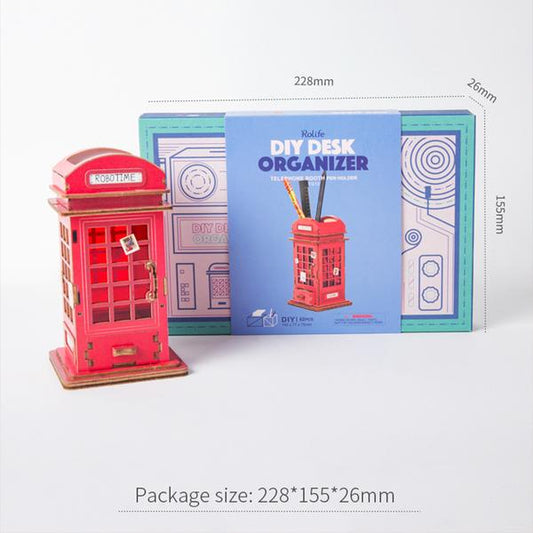 DIY Desk Organizer: English Telephone Booth by Robotime