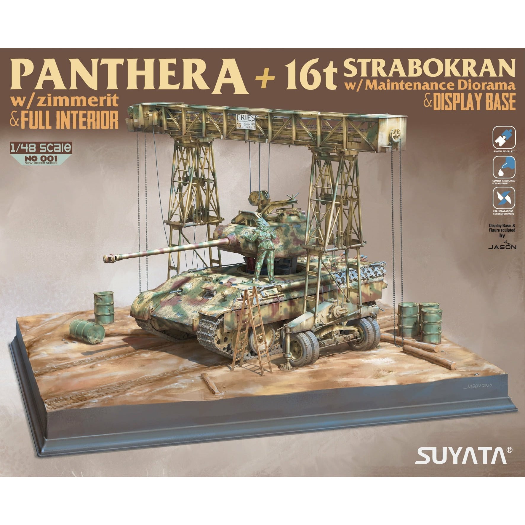 Panther A w/ Zimmerit & Full Interior 16t Strabokran w/ Maitenance Diorama and Display Base 1/48 #001 by Suyata