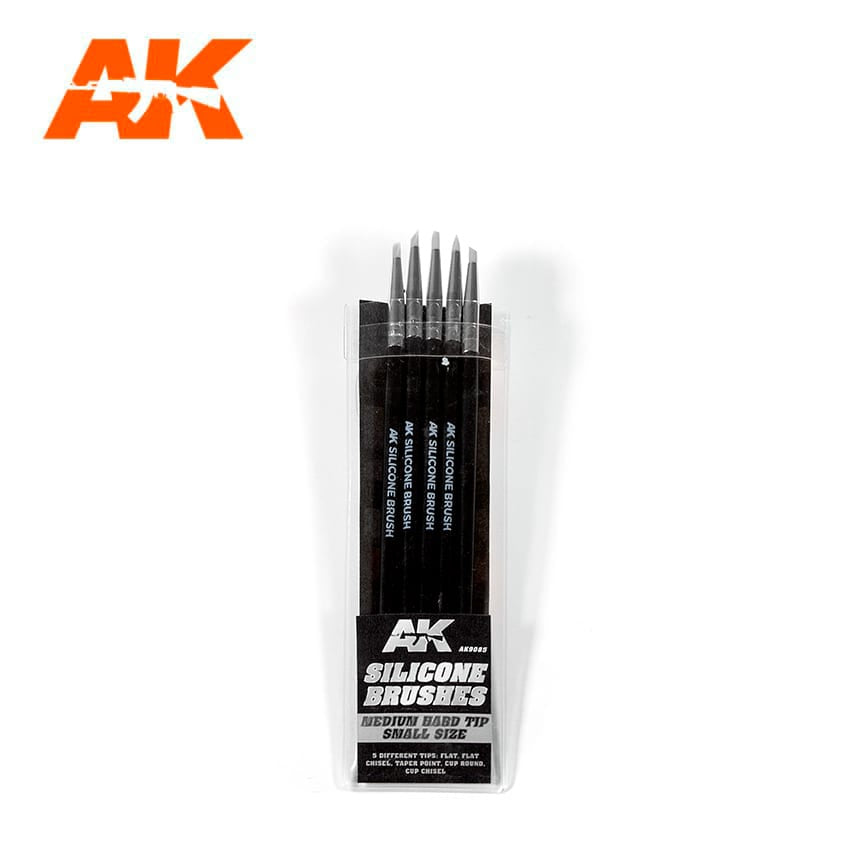AK Interactive Silicone Brushes Medium Hard Tip, Small - 5Pk #AK-9085