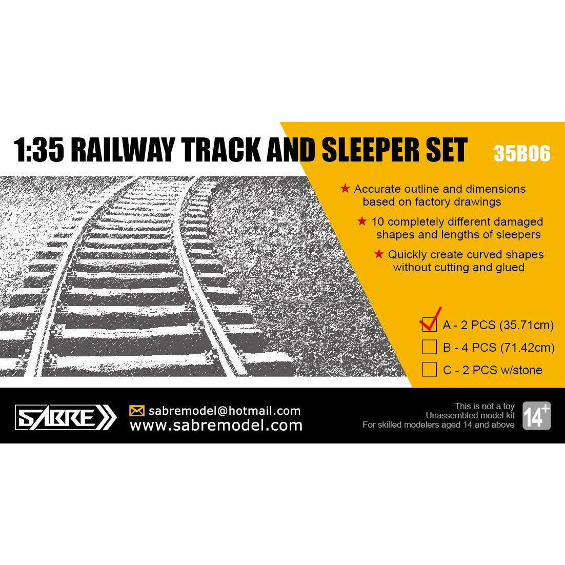 Railway and Sleeper set (2 pieces) 1/35 by Sabre