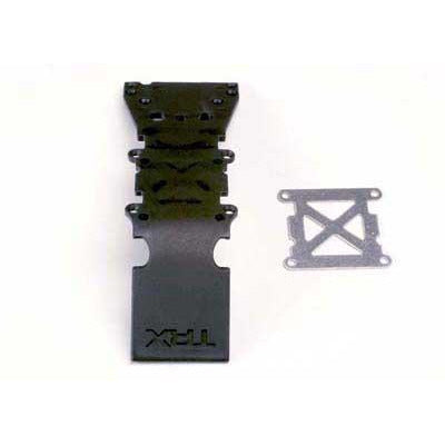 Traxxas Skidplate, front plastic (black)/ stainless steel plate
