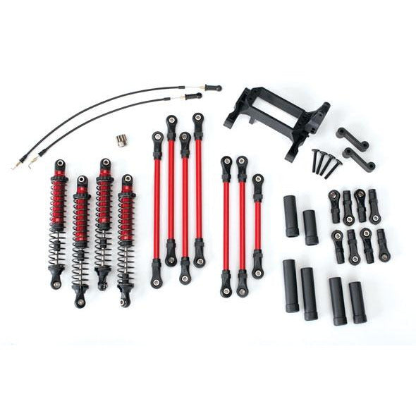 TRA8140R Traxxas Long Arm Lift Kit, TRX-4, complete (includes red powder coated links, red-anodized shocks)