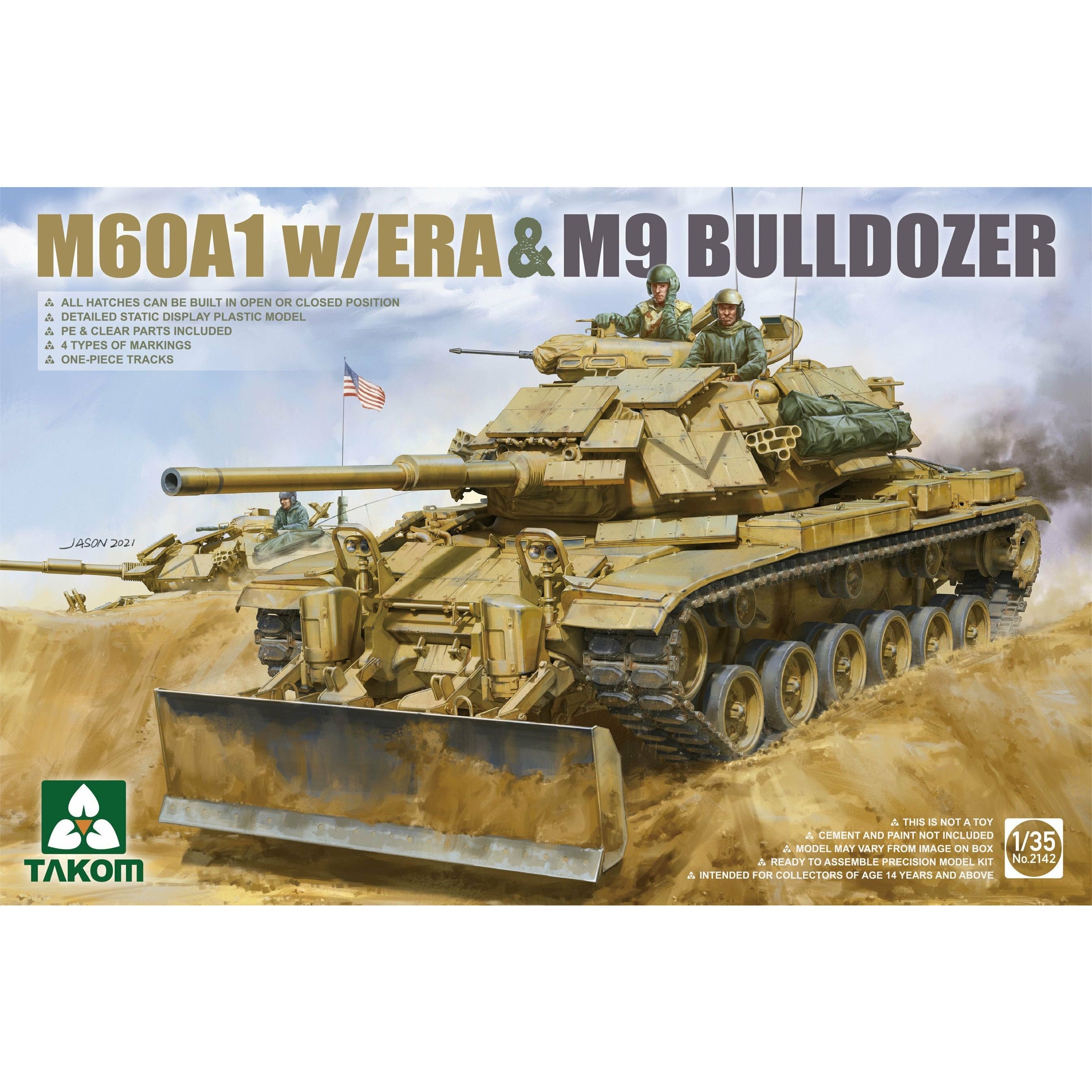 M60A1 w/Era & M9 Bulldozer 1/35 #2141 by Takom