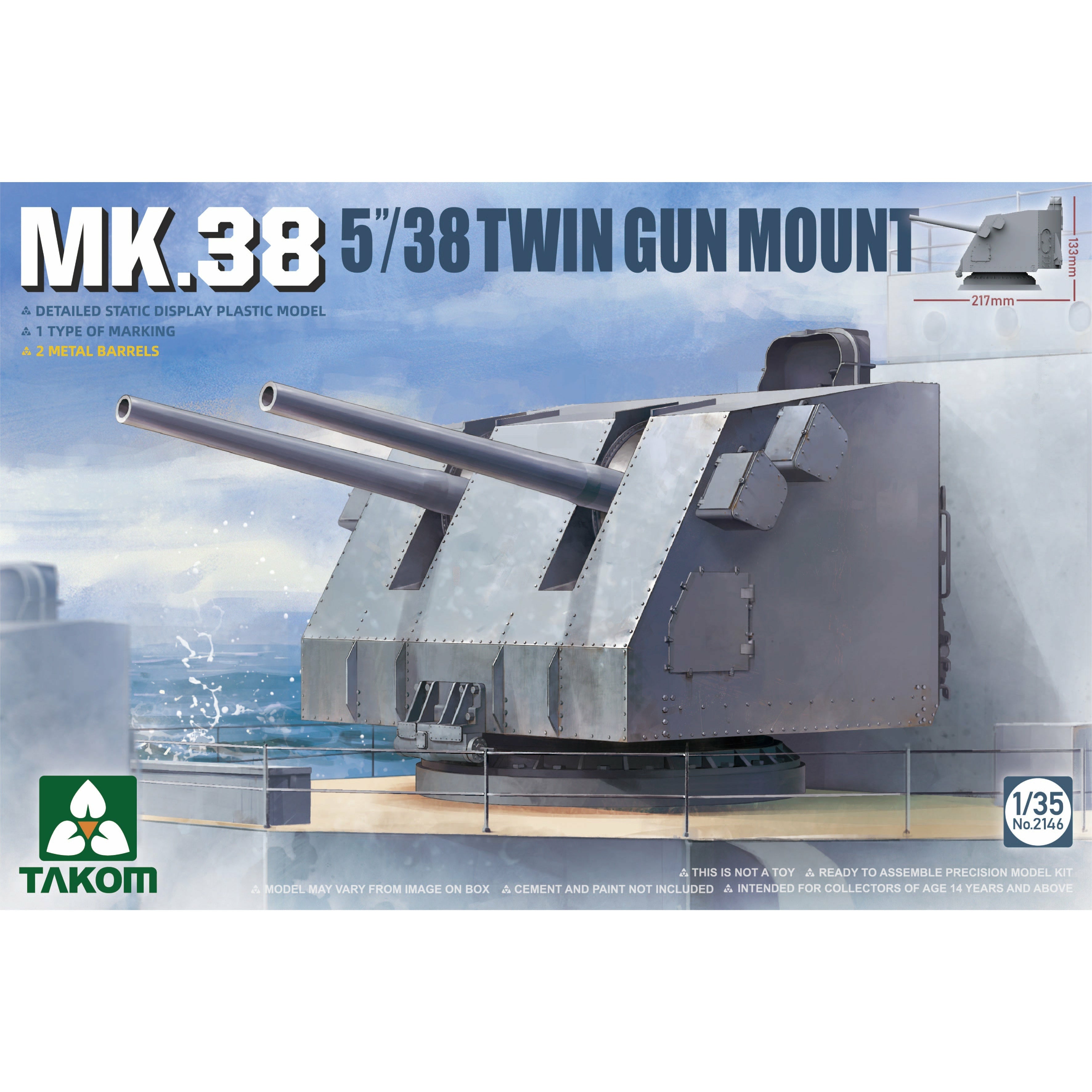 Mk.38 5"/38 Twin Gun Mount (Metal Barrel) 1/35 #2146 by Takom