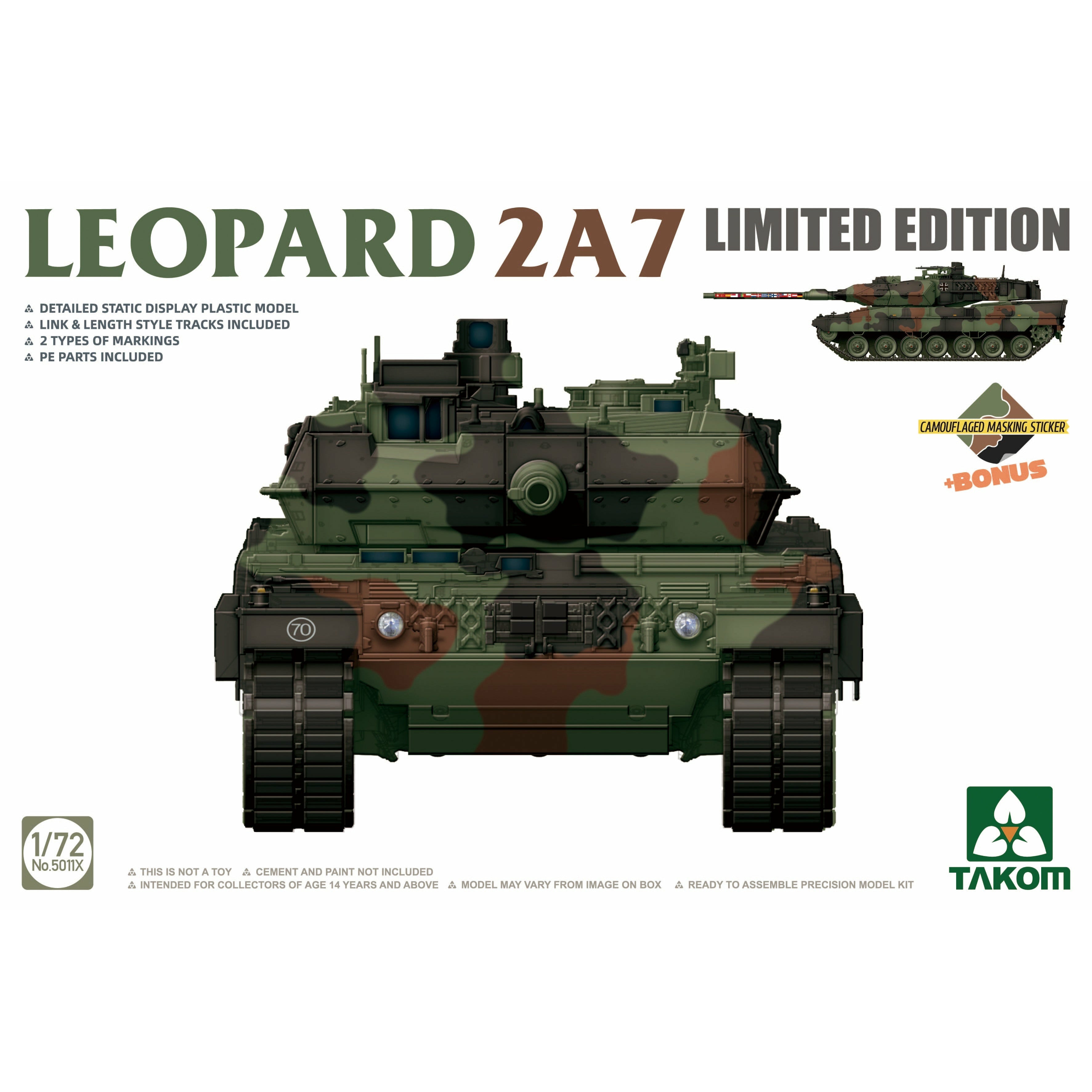 Leopard 2A7 LE w/Masks 1/72 #5011X by Takom