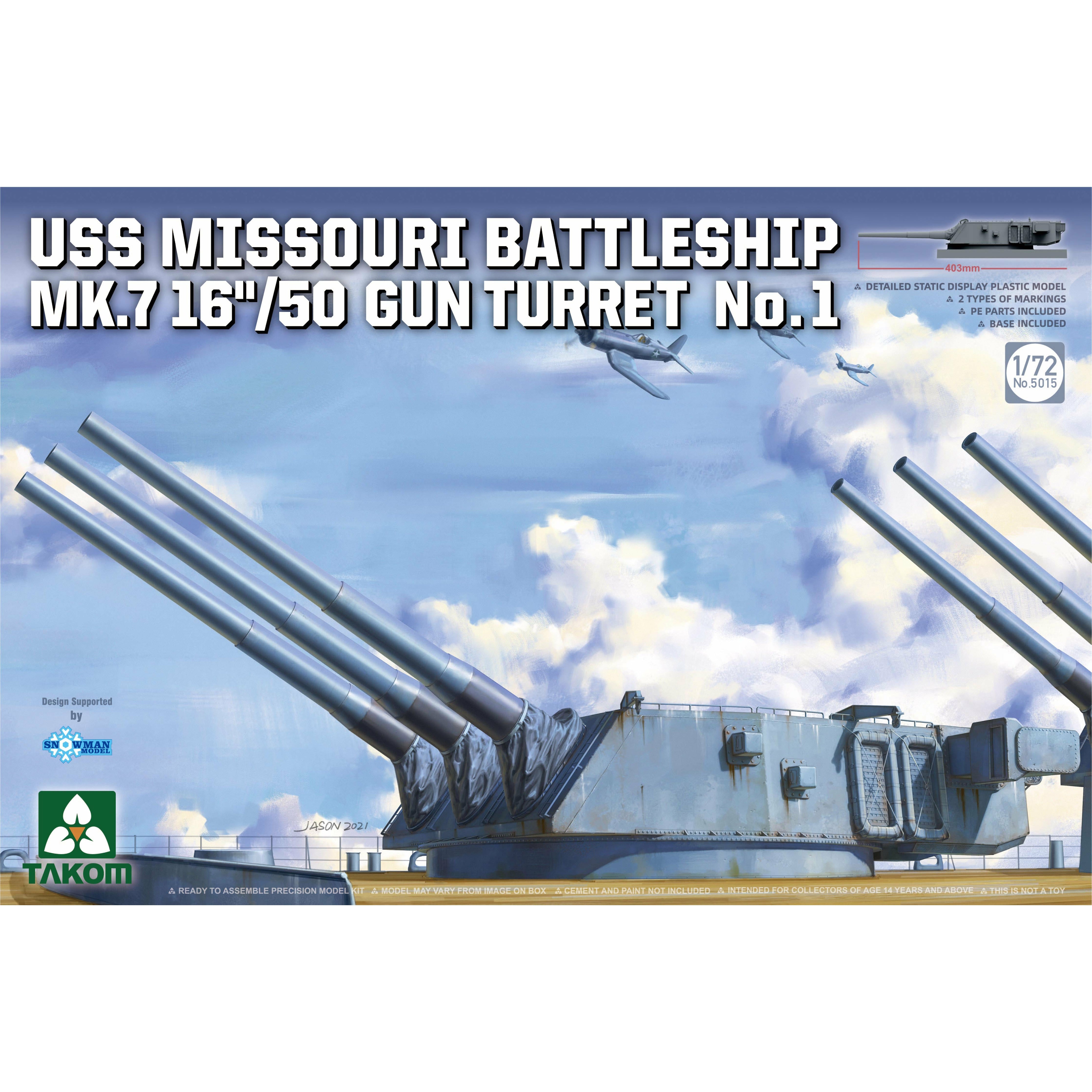 Uss Missouri Mk.7 16"/50 Gun Turret No.1 1/72 #5015 by Takom