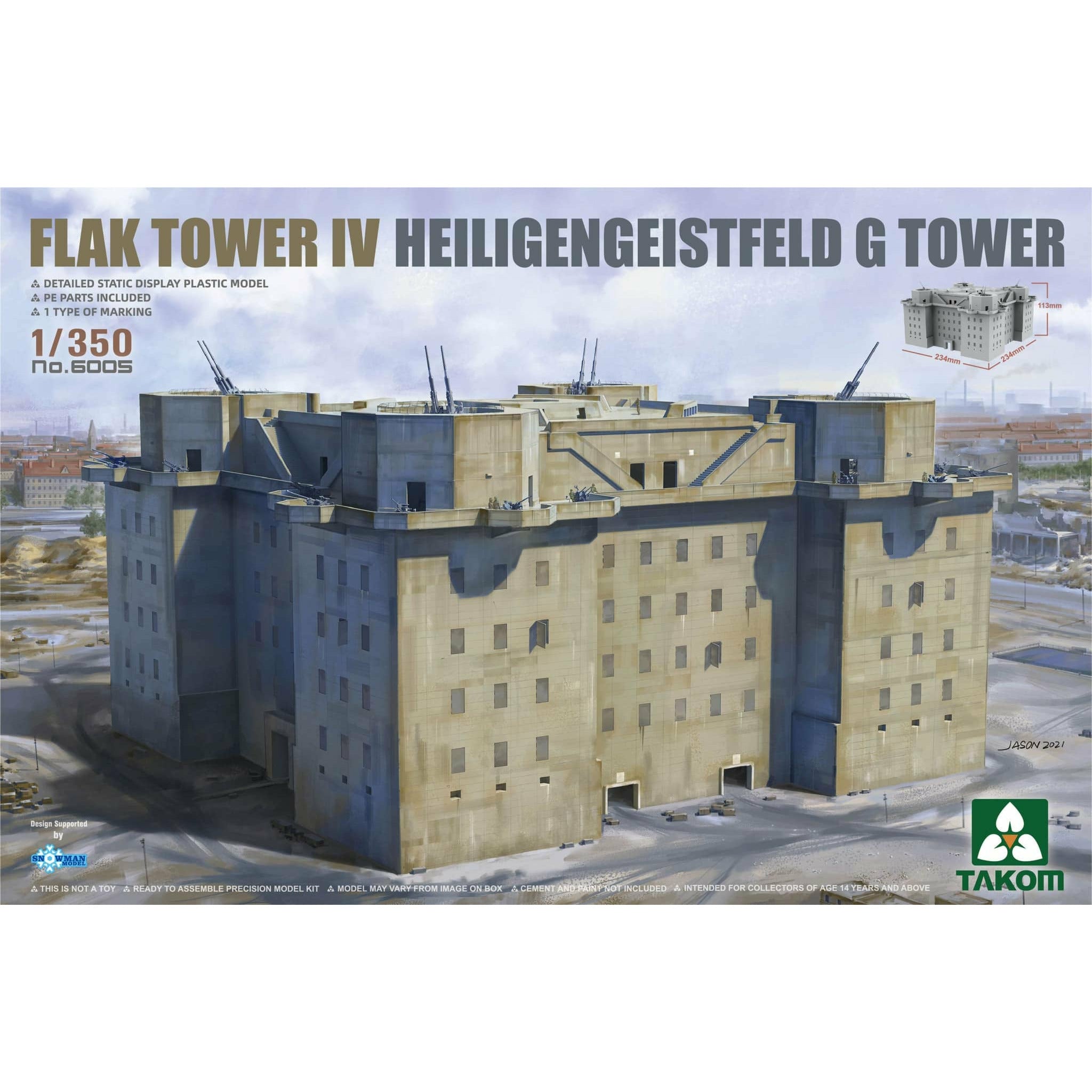Flak Tower IV Heiligengeistfeld G Tower #6005 1/350 Scenery Kit by Takom