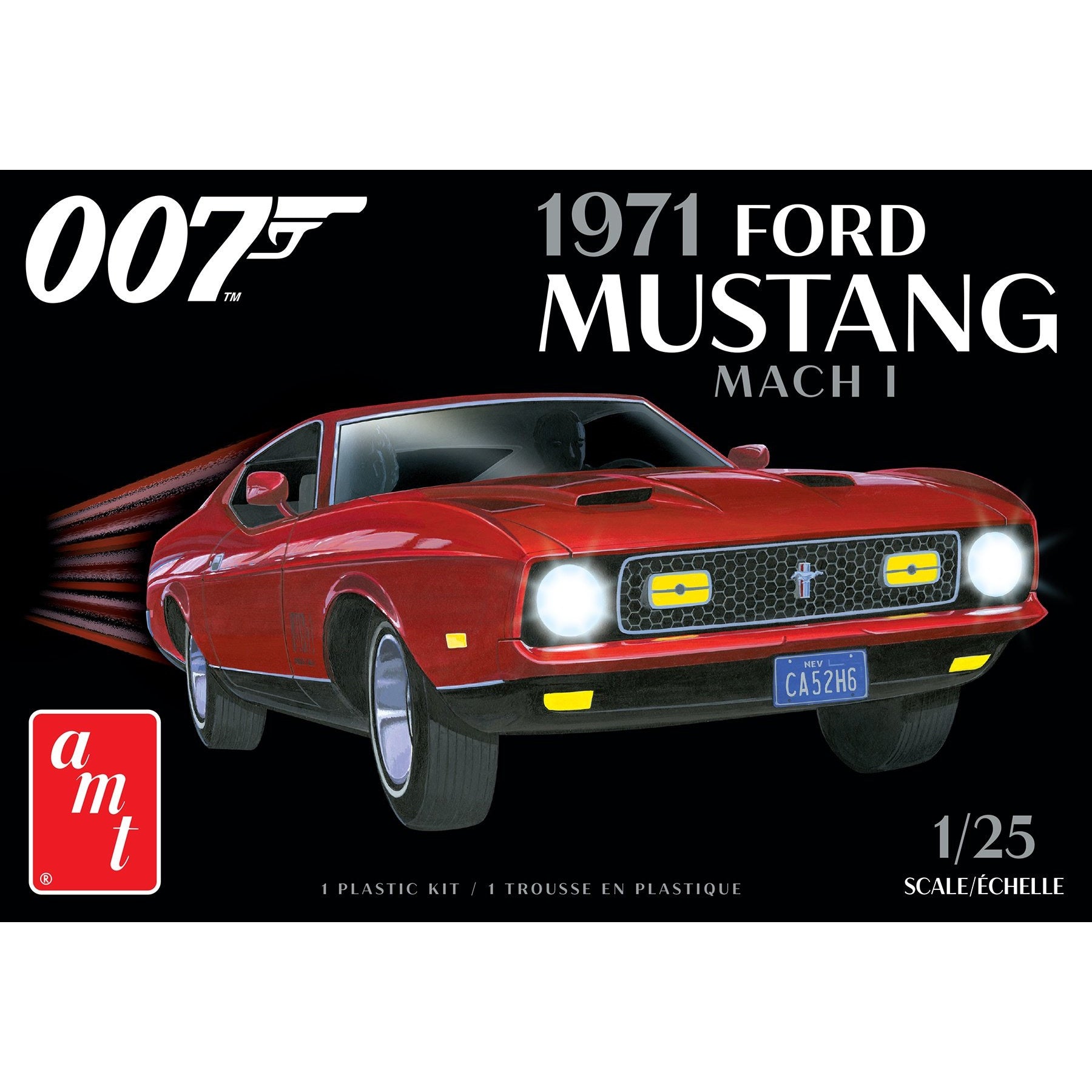 1971 007 James Bond's Ford Mustang Mach I 1/25 Model Car Kit #1187 by AMT