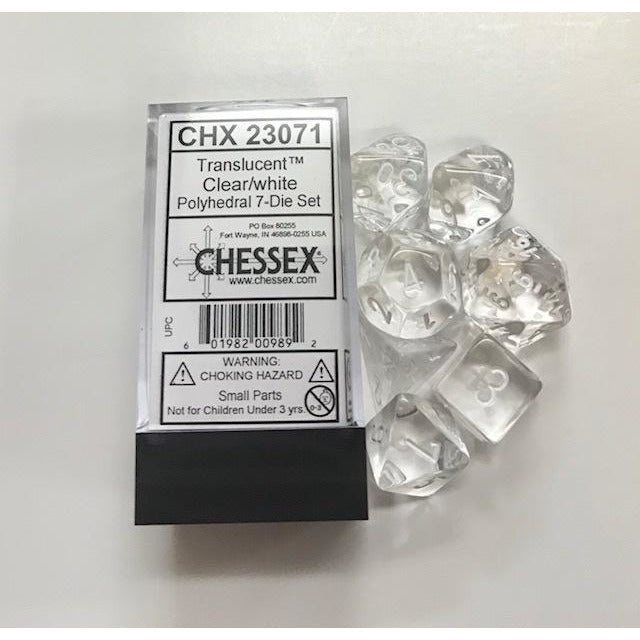 Chessex Translucent 7-Die Set Clear/White CHX23071