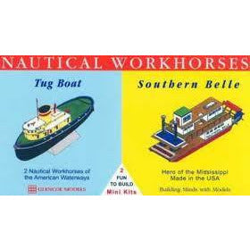 Tug Boat & Southern Belle Stern Wheeler 1/100 Model Ship Kit #3302 by Glencoe Models