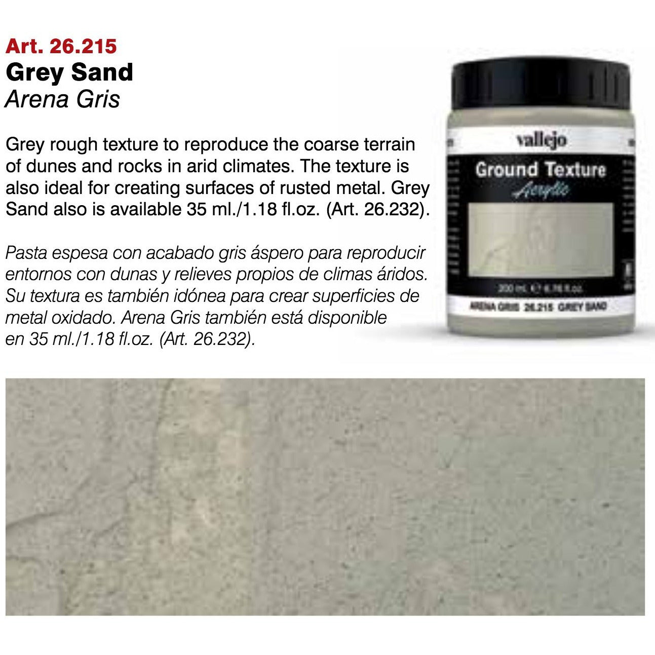 Vallejo Diorama FX VAL26214 Grey Sand (200ml)