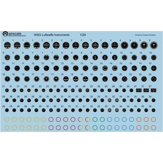 1/24 WWII Luftwaffe Instrument Dials (Decal) (Updated Version)