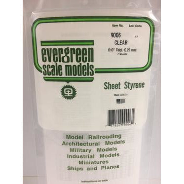 Evergreen #9006 Styrene Sheets: Clear 3 pack 0.010" (0.25mm) x 6" x 12"