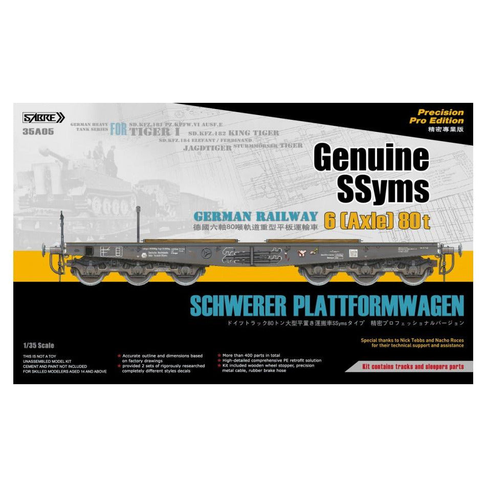 German Railway Schwerer Plattformwagen 6-axle 80 ton (Precision pro Edition) 1/35 by Sabre