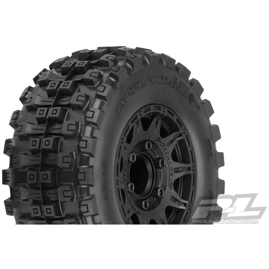 Pro-Line PRO10174-10 Badlands MX28 HP 2.8" All Terrain BELTED Truck Tires Mounted on Raid Black 6x30 Removable Hex Wheels (2) for Stampede 2wd & 4wd Front and Rear