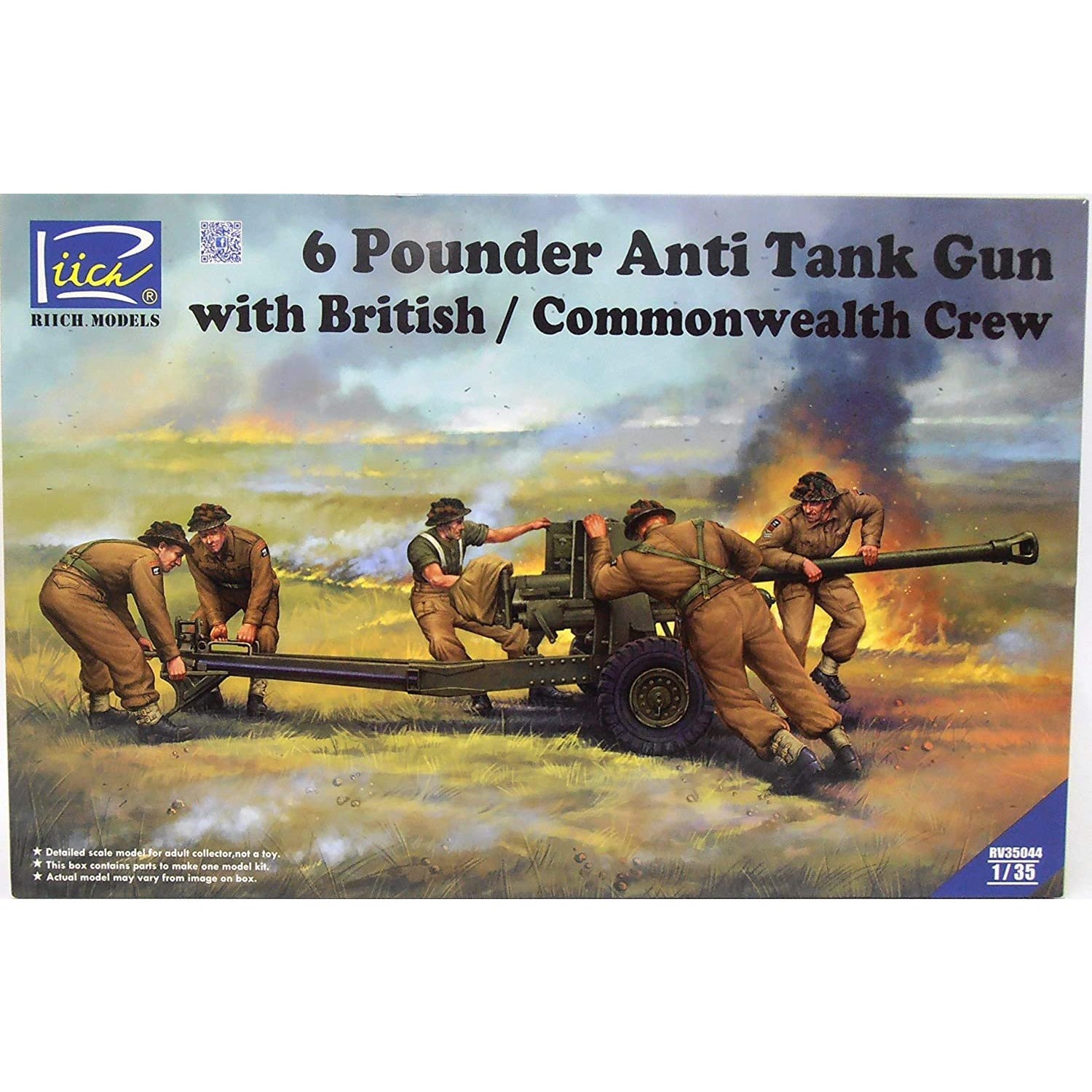 6 Pounder Infantry Anti-tank Gun w/British Commonwealth Crews (5 Figures) 1/35 by Riich Models