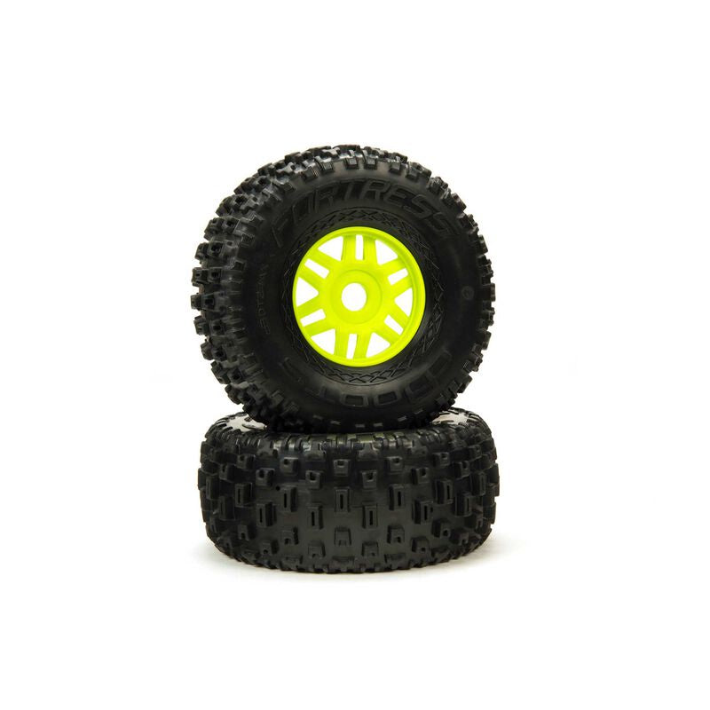 1/8 dBoots Fortress Front/Rear 2.4/3.3 Pre-Mounted Tires, 17mm Hex, Green (2) ARA550068