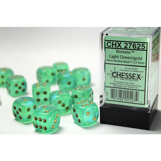 Chessex Six Sided Die (d6) Set of 12 - Assorted Colours