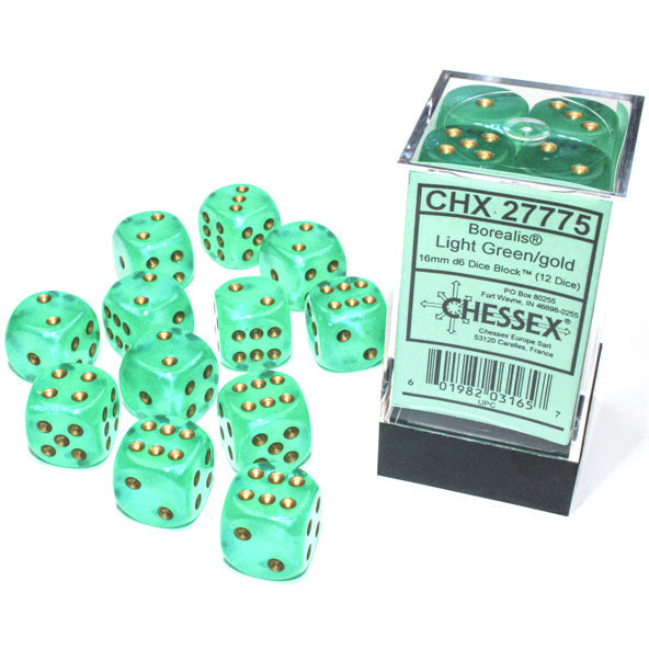 Chessex Six Sided Die (d6) Set of 12 - Assorted Colours