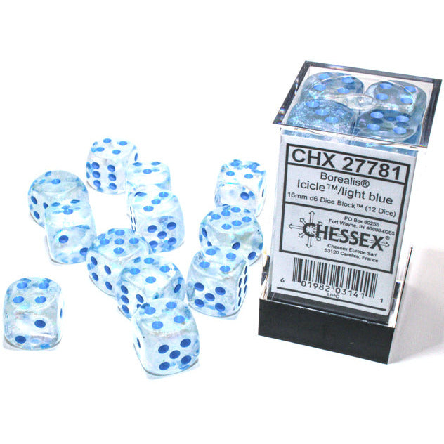 Chessex Six Sided Die (d6) Set of 12 - Assorted Colours