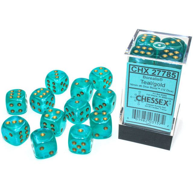 Chessex Six Sided Die (d6) Set of 12 - Assorted Colours