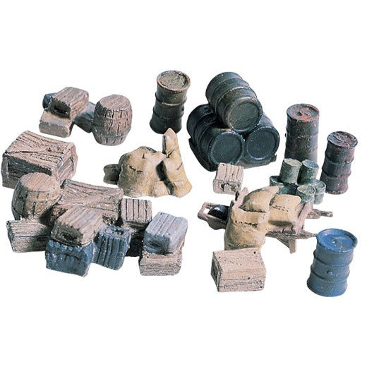 Woodland Scenics  Crates-Barrels-Sacks  (Unpainted Metal Castings) (HO) WOO203