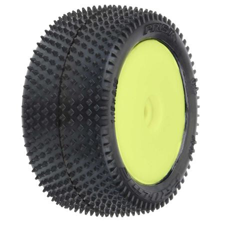 1/18 Prism Rear Carpet Mini-B Tires Mounted 8mm Yellow Wheels (2) - PRO829712