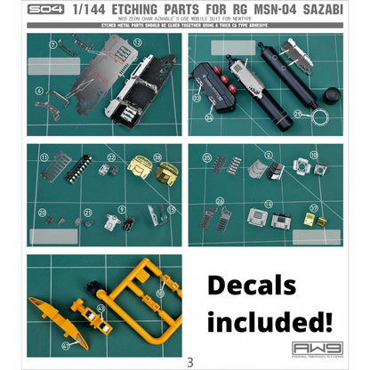 Madworks Photo-Etch Parts for RG MSN-04 Sazabi #S04