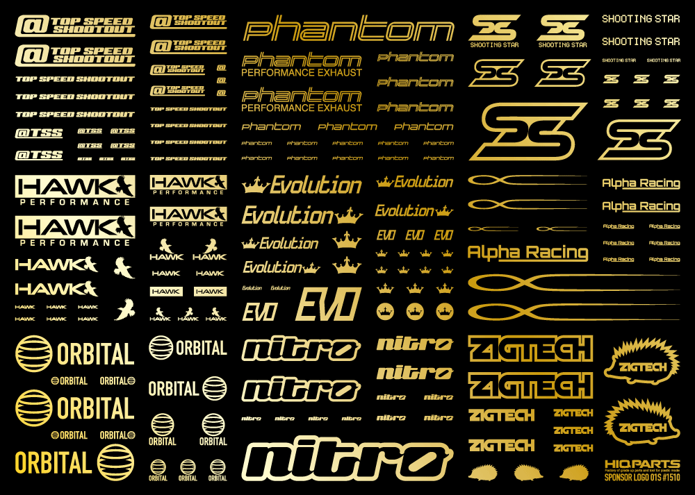 HiQ Parts Sponsor Logo Decal 01S Gold (1pc)