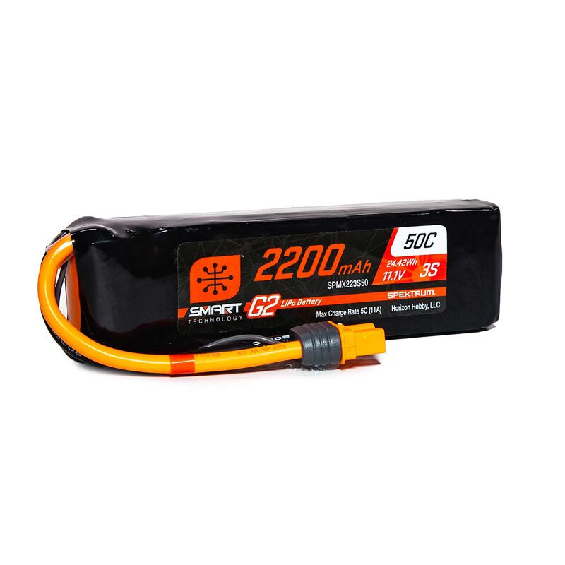 11.1V 2200mAh 3S 50C Smart G2 LiPo Battery: IC3 SPMX223S50