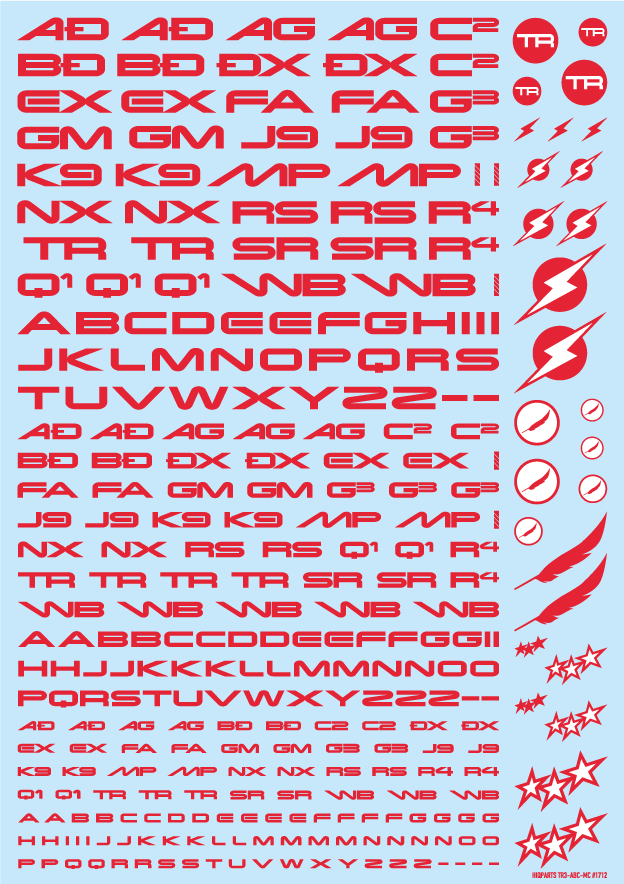 HiQ Parts TR Decal 3 Alphabet Red (1pc)