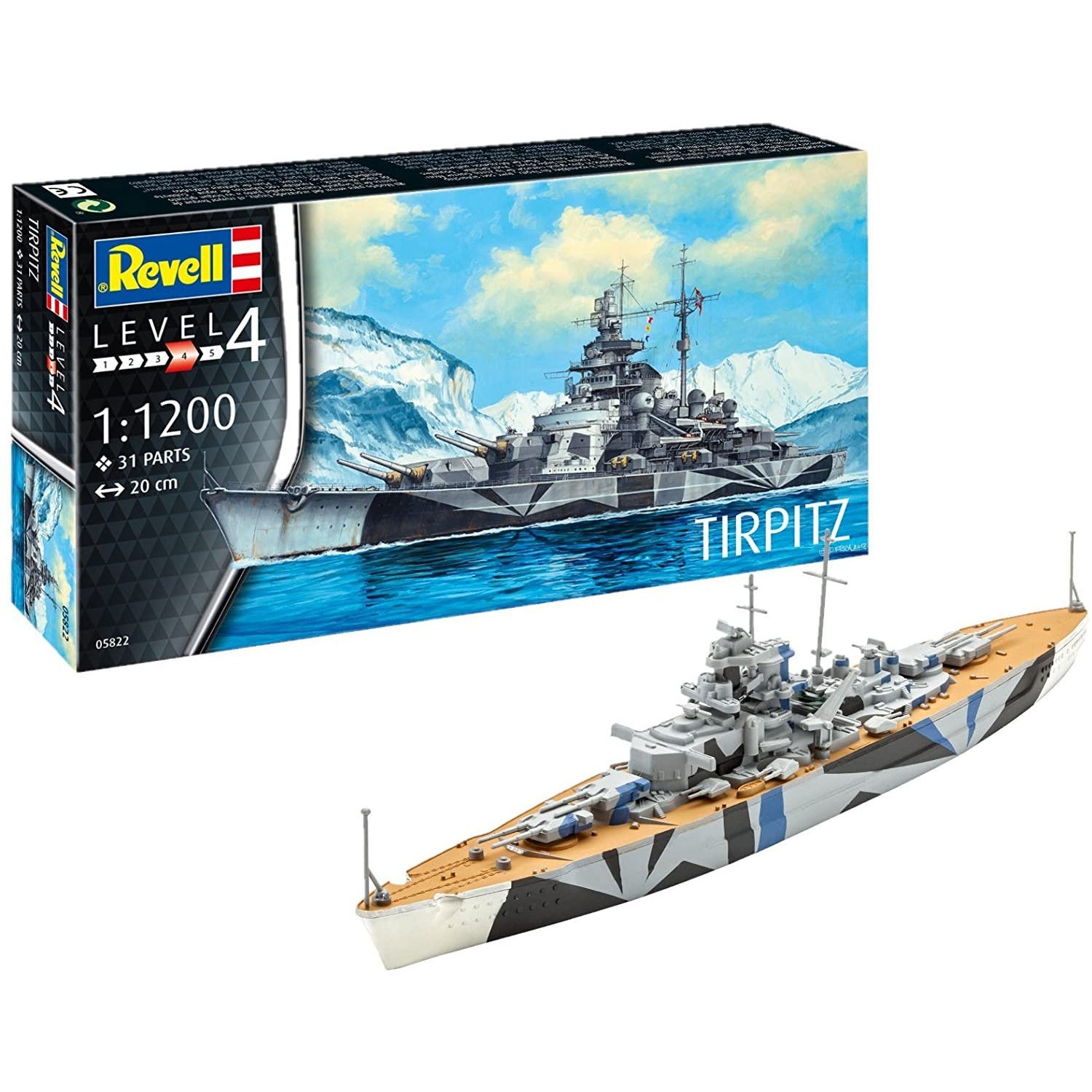 German Battleship Tirpitz 1/1200 Model Ship Kit #5822 by Revell