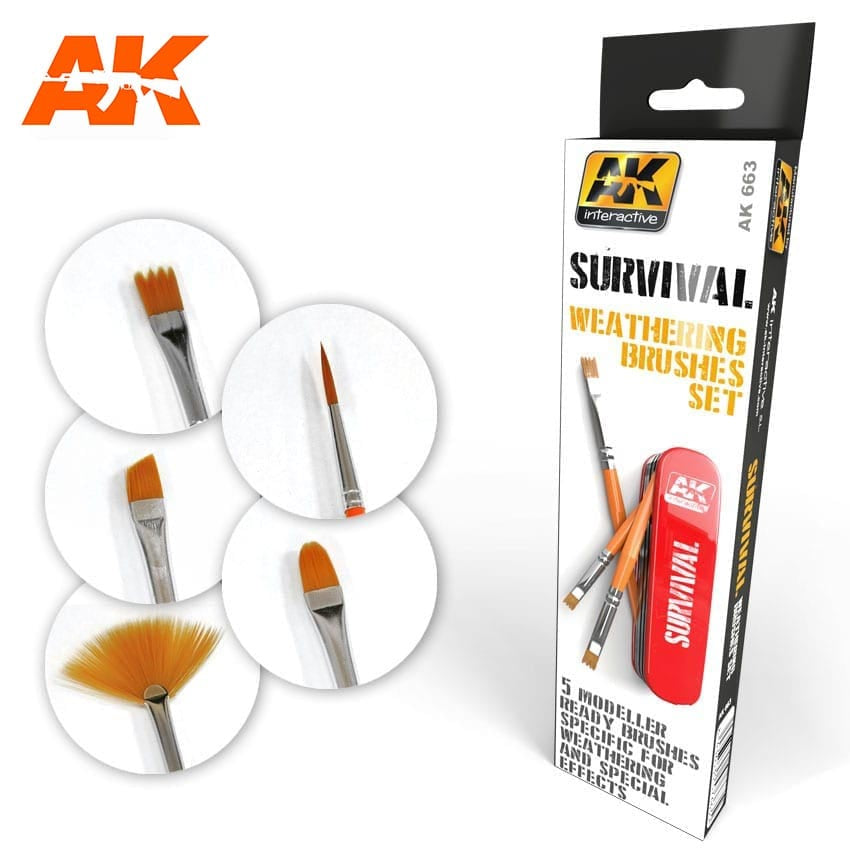 AK Interactive Survival Weathering Brush Set #AK-663