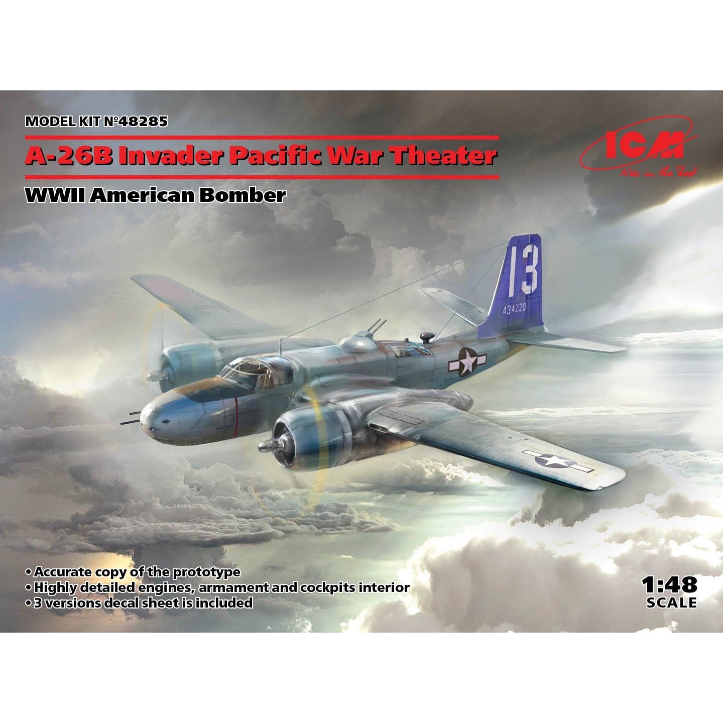 A-26B Invader Pacific War Theater, WWII American Bomber 1/48 by ICM