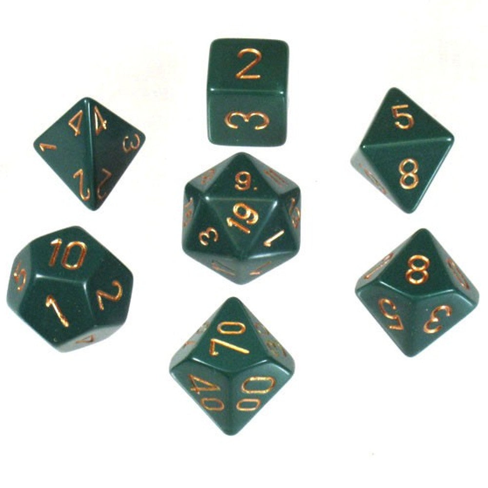 Chessex Opaque 7-Die Set Dusty Green/Copper CHX25415