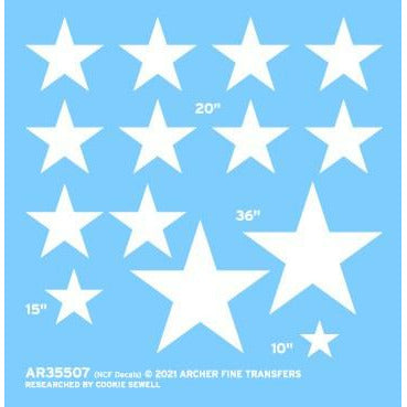1/35 US Stars for Armor/ Vehicles (White) (Various Sizes; 10", 15", 20", 36")
