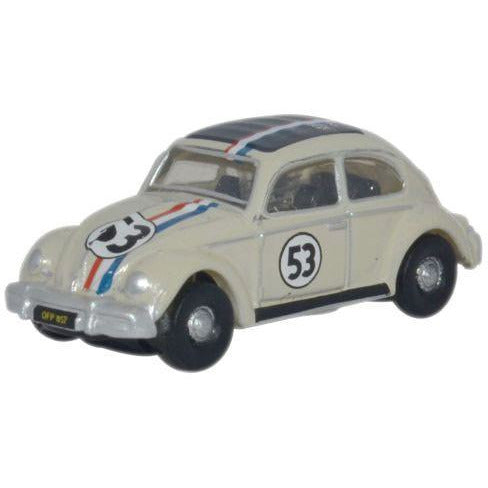 1960s Volkswagen Beetle - Assembled -- Herbie #53 (Pearl White, red, blue)