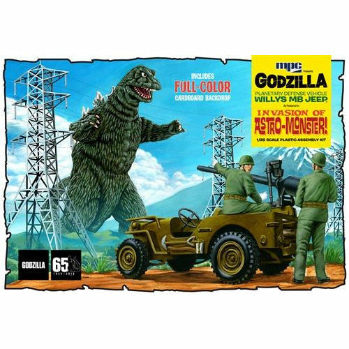 Planetary Defense Vehicle Willys MB Jeep w/ Backdrop 1/24 Godzilla The Invasion of Astro-Monster Model Kit #882 by MPC