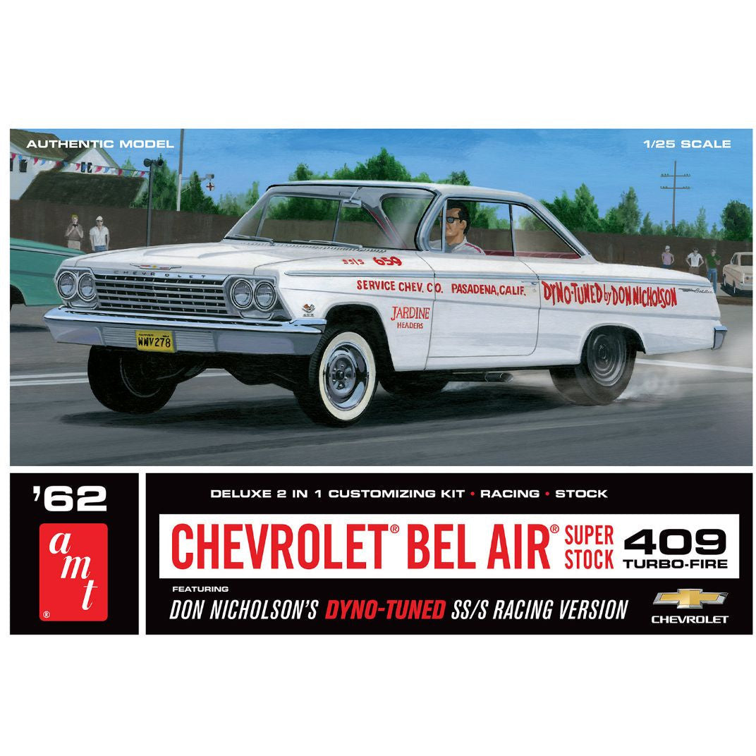 1962 Chevy Bel Air Super Stock Don Nicholson 1/25 Model Car Kit #1283 by AMT