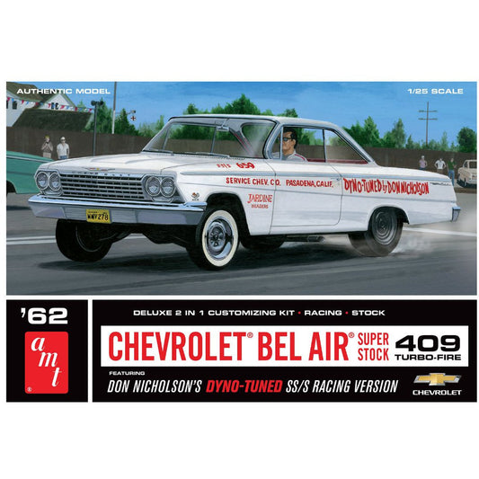 1962 Chevy Bel Air Super Stock Don Nicholson 1/25 Model Car Kit #1283 by AMT