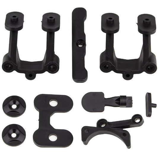 Team Associated RC10B74.2 Rear Body, Wing & Fan Mounts w/Rear Bumper - ASC92312